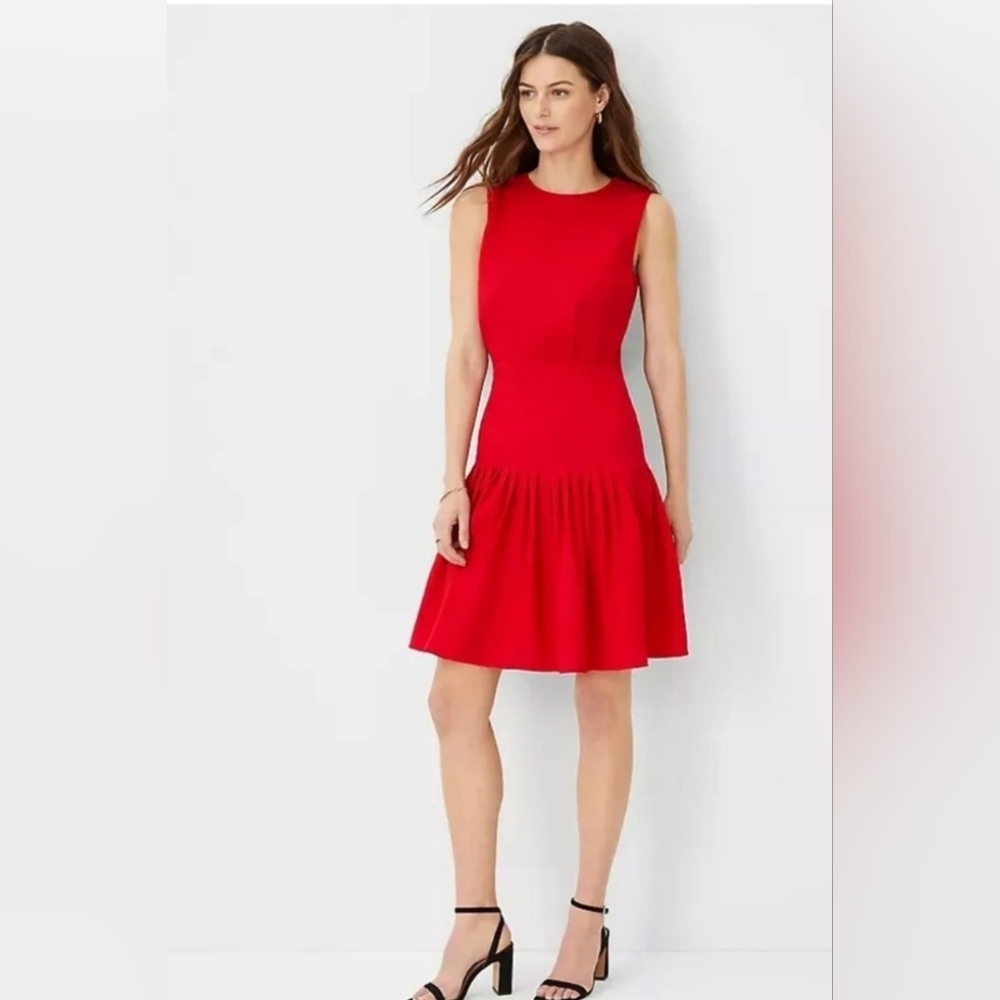 Ann Taylor Elegant Red Sleeveless Dress